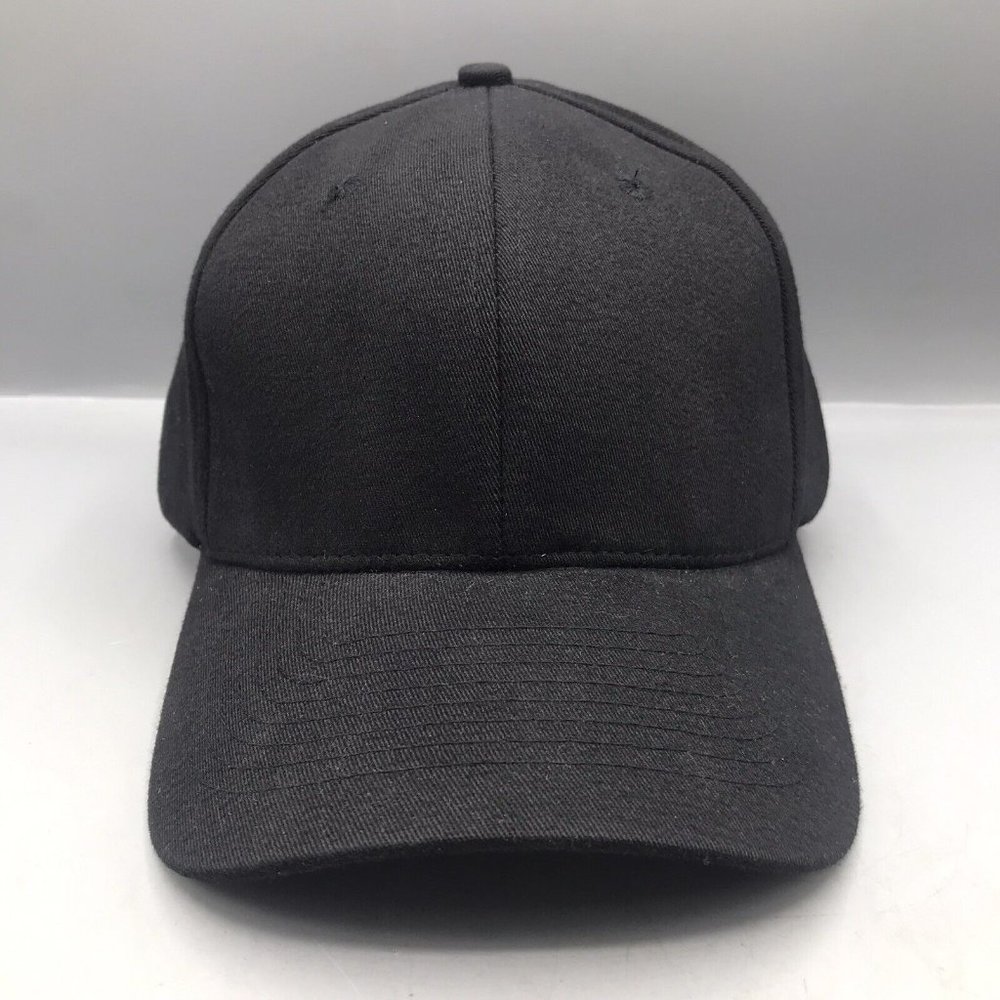 NEW Toppers Stretch Cap Baseball Hat Blank Black Flex Size L-XL  7 1/8 - 7 5/8